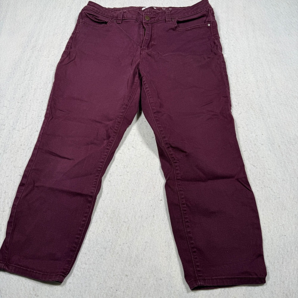 LC Lauren Conrad Womens Size 14 Skinny Capri Pants Burgundy Maroon Stretch Twill